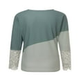 thumbnail image 4 of Womens Henley T Shirts Casual Lace Long Sleeve Patchwork Button Down Ribbed Slim Fit Tops Blue L, 4 of 9
