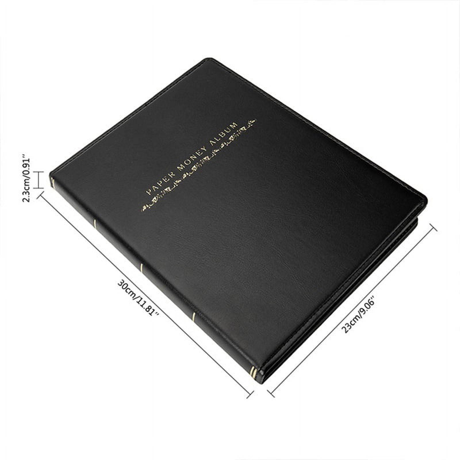 60 Pockets Soft Leather Notes Album Banknote Paper Money Collection Stamps Book (coolblack )