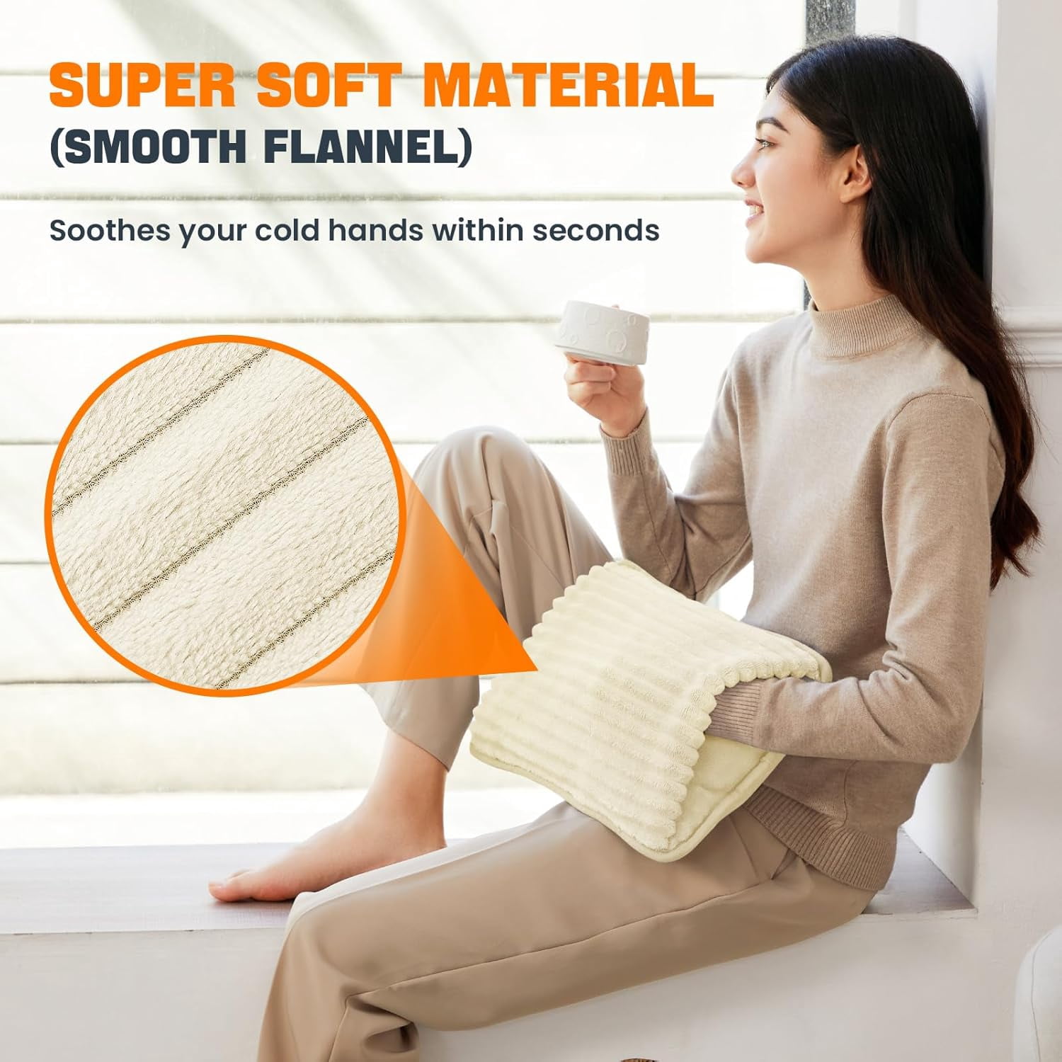 Electric Hand Warmer, Soft Flannel Heated Gloves, Hand Warmer Pouch, Heating Pad for Hands Pain Relief Fingers Arthritis for Women Men Elder Xmas Gifts, Auto Off & 3 Levels