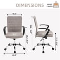 thumbnail image 6 of Linen Office Chair with Arms, Upholstered Mid-Back Desk Chair with Adjustable Height and Back Angle, 360° Swivel with Wheels for Home Office or Study (Light Grey), 6 of 11