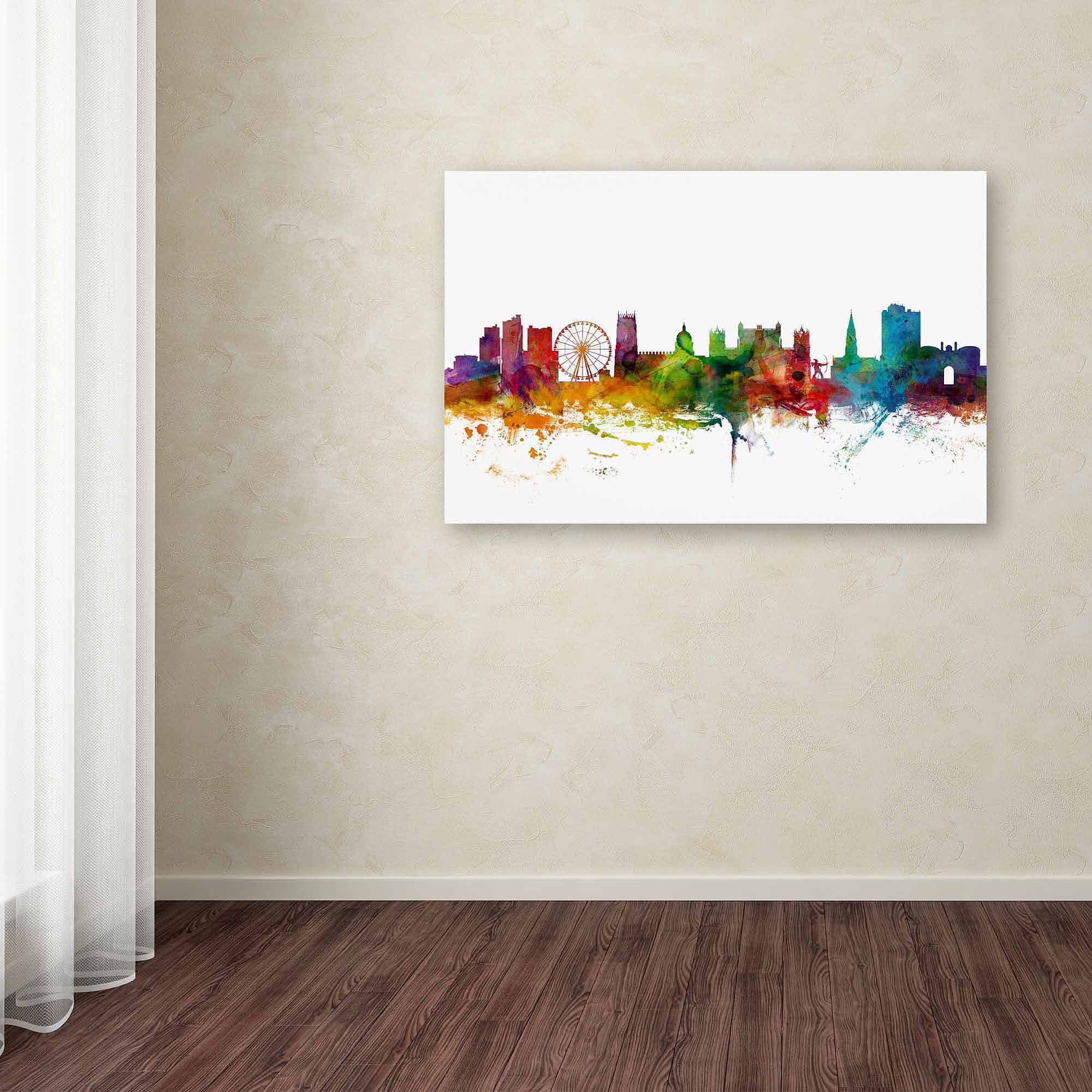 Trademark Fine Art "Nottingham England Skyline II" Canvas Art by Michael Tompsett