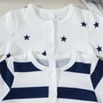 thumbnail image 5 of Xudanell Newborn 4th Of July Outfit Baby Boy Girl Romper USA Stars Bodysuit Fourth Of July Memorial Cute Summer Clothes (0-1 Months, White), 5 of 9