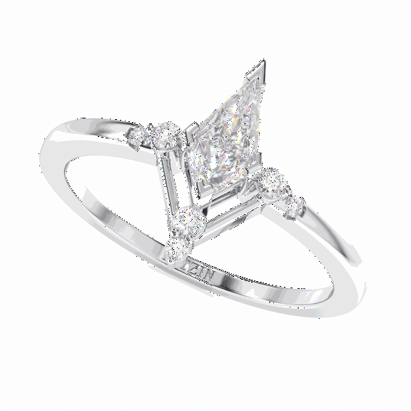 0.50 TCW Lab Grown Diamond Kite Cut Solitaire With Accents Engagement Ring 10K White Gold