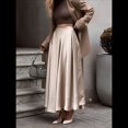 thumbnail image 4 of Faldas para Mujer, Cintura Alta, Elegantes, Midi, de Satén Caqui M, 4 of 9
