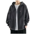 thumbnail image 4 of Zimjoy Mens Zip Up Hoodie Casual Full-Zip Basic Hoodie Drawstring Long Sleeve Light Weight Fleece Sweatshirt Active Athletic Hoodies with Pocket, Dark Gray XL, 4 of 4