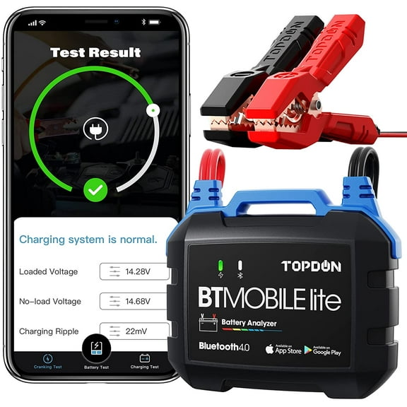 Car Battery Tester TOPDON BT Mobile Lite 100-2000CCA 12V Bluetooth Battery Load Cranking Tester for Android & iOS