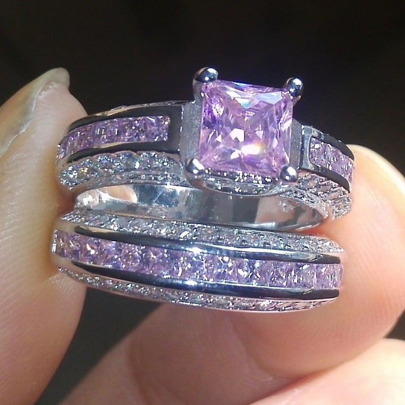 Juego de anillos de boda de compromiso elegante con diamantes de circonio nupcial de 2 piezas Wmkox8yii fajkfhkj1776 Walmart en linea