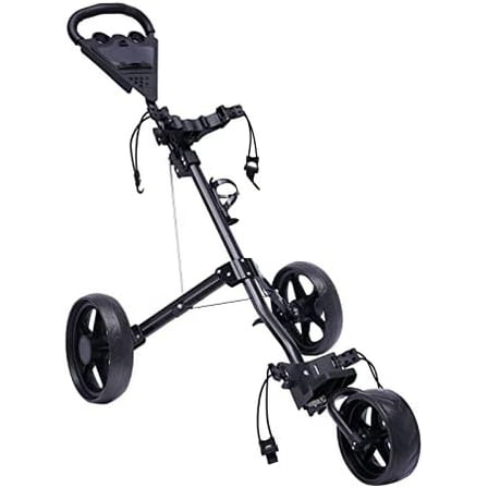 Folding Golf Push Cart, 3 Wheel Lightweight Collapsible Golf Pull Cart Golf Push Trolley W/Ball Holes, Water Cup Holder, a Scoreboard, Quick Open Fold Golf Trolley Cart$$Sport & Recreation Other