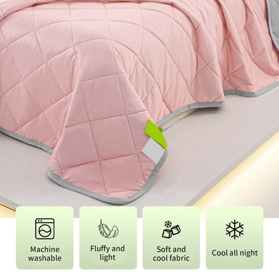 Silky-Soft Polyester All-Season Comforter Machine Washable Lightweight Blanket for Sofa, Bed & Outdoor, 59x43 Inch Solid Green, Perfect Holiday Gift Pink