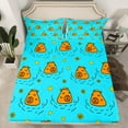 thumbnail image 2 of Manfei Cute Kapibara Twin Sheet Sets,Cartoon Animal Twin Fitted Sheet,Brown Blue Flat Sheet For Girls Boys,Ultra Soft Home Decor,3-Piece, 2 of 7