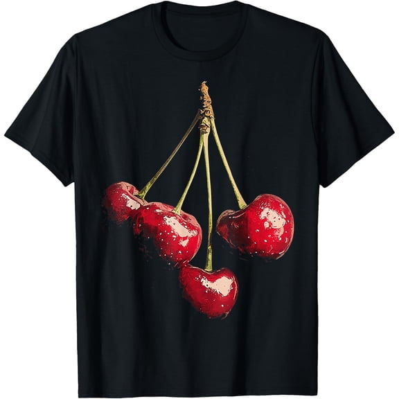 Cherrie Fruit Motif Art Cherrie T-Shirt