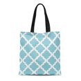 thumbnail image 1 of NUDECOR Sac Fourre-Tout en Toile Motif Bleu Glace Marocain Quatrefoil Moderne Traditionnel Léger Réutilisable Sac à Provisions, 1 of 1