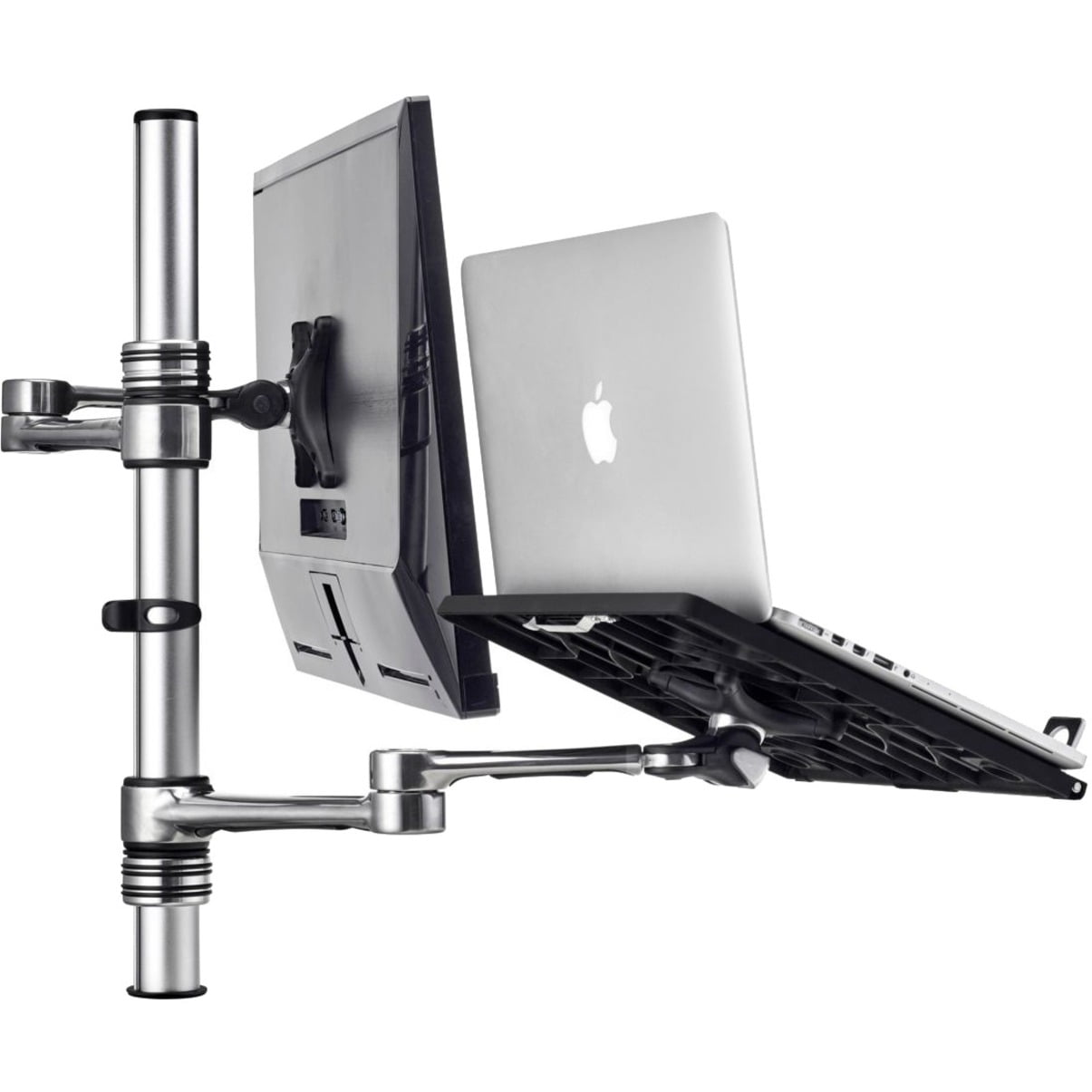 Atdec dual monitor/notebook desk mount, Flat and curved monitors up to 32in, VESA 75x75, 100x100