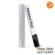 HTVRONT Glossy Silver Permanent Vinyl,12" x 10FT Glossy Silver Adhesive Vinyl Roll for Cricut, Silhouette, Cameo Cutters, Signs, Scrapbooking, Craft, Die Cutters (Glossy Silver)