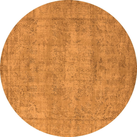 Ahgly Company Indoor Round Oriental Orange Industrial Area Rugs, 7' Round