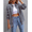 Light Grey, variant on SEARIPE Women's Casual Denim Jacket Frayed Hem Ripped Long Sleeve Jean Jacket With Pockets Pink M