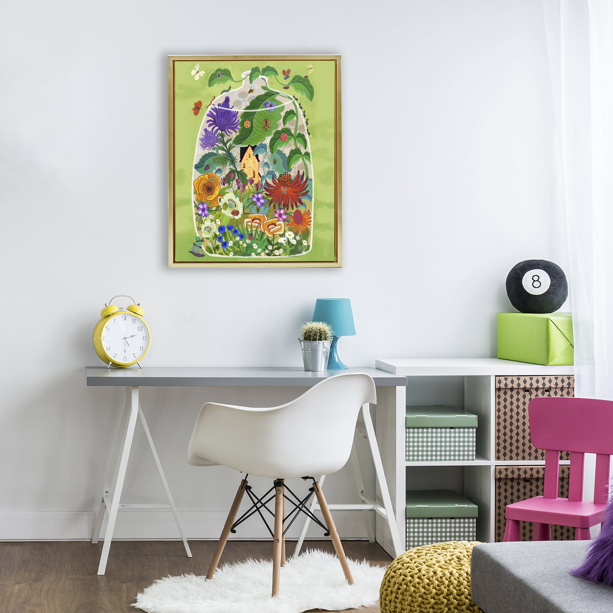 Stupell Industries Terrarium Bug Garden Gold Framed Floater Canvas Wall Art, design by Kay Widdowson