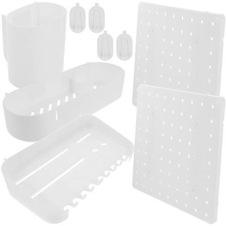 CIMAXIC Peg Board With Accessories Wall Pegboard Organizer Gray ABS 1 Set Multi-functional Storage
