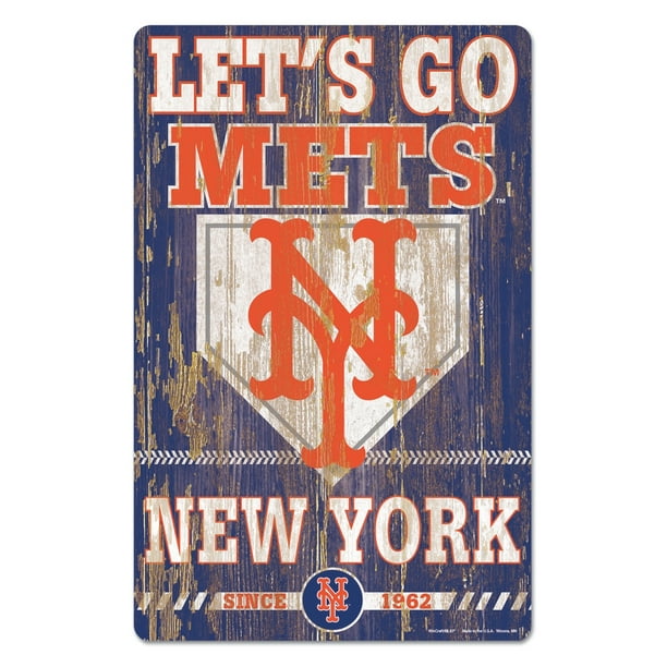 New York Mets Signe 11x17 Design de Slogan en Bois