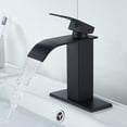 thumbnail image 1 of Grifo mezclador para lavabo, grifo de baño en cascada negro mate, estilo moderno, boca plana, monomando, grifos monomando para lavabo de 1 o 3 orificios con cubierta, 1 of 5