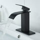 thumbnail image 1 of Grifo mezclador para lavabo, grifo de baño en cascada negro mate, estilo moderno, boca plana, monomando, grifos monomando para lavabo de 1 o 3 orificios con cubierta, 1 of 5