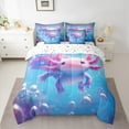 thumbnail image 2 of jejeloiu Kawaii Axolotl Bedding Comforter Set 7-Piece,Ocean Sealife King Bedding Sets,Hotpink Magic Animal Bed Sheets,Microfiber Room Decoration Reversible, 2 of 8