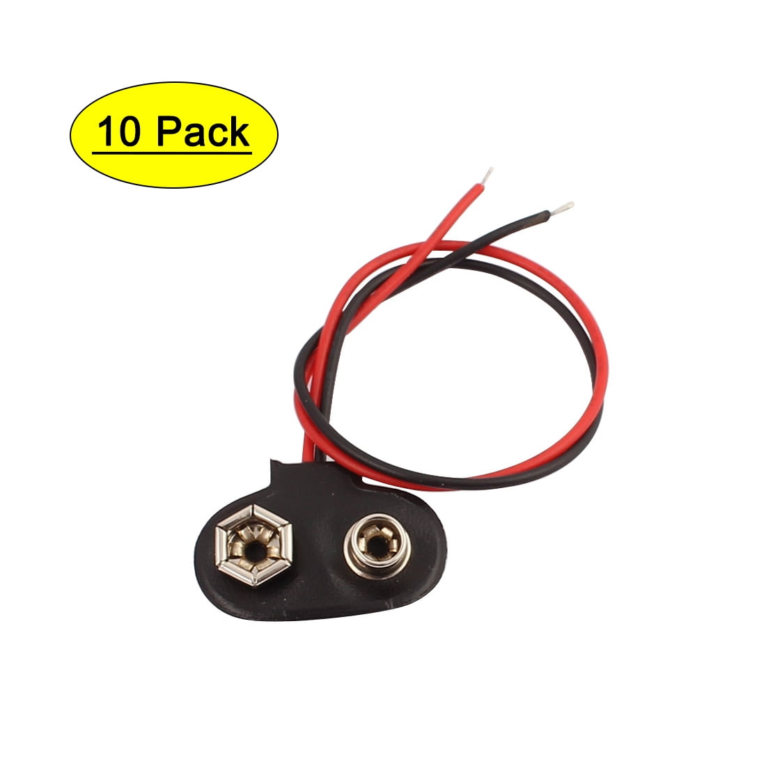 Unique Bargains 10Pcs 2-Wire Soft Faux Leather T Type 9V 9 Volt Battery Clip Connector