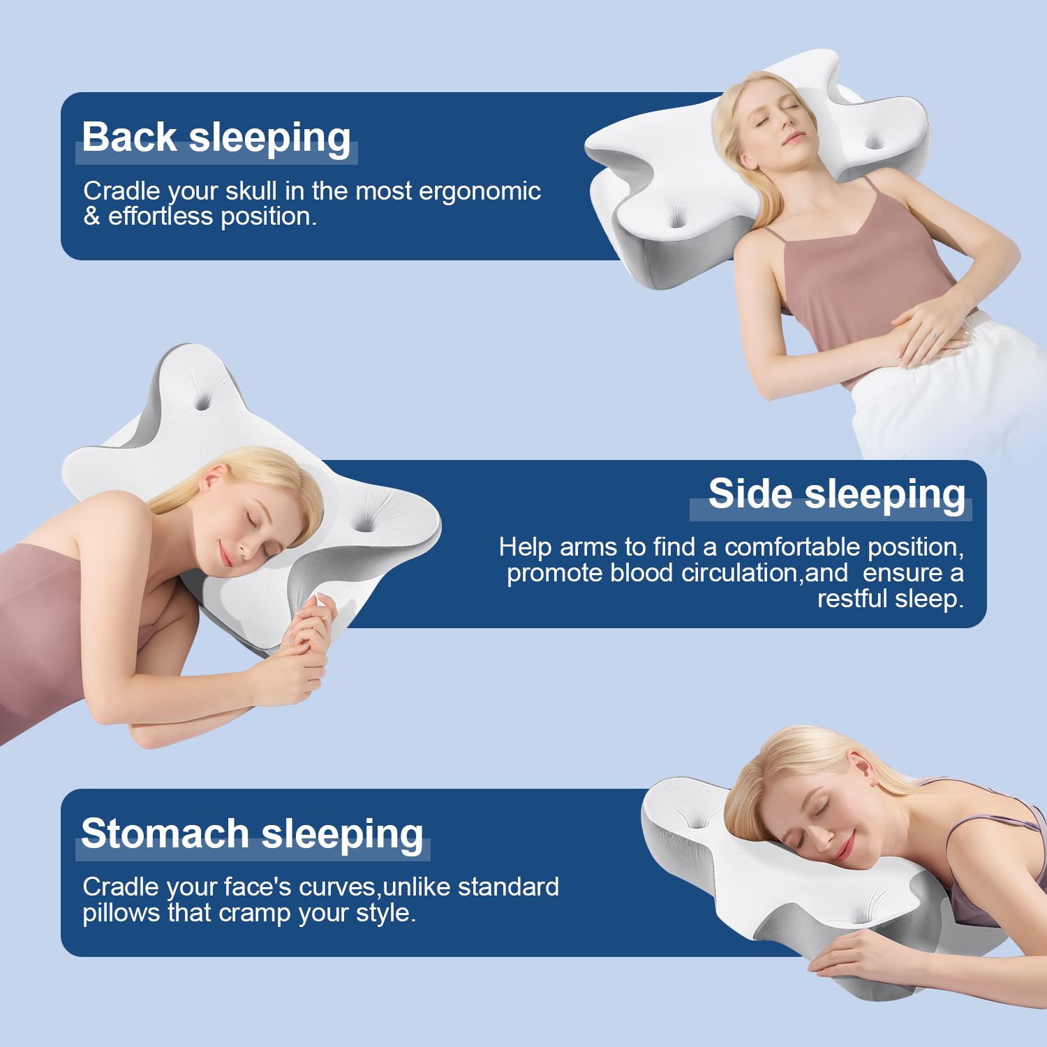 Moonorah Cervical Contour Pillow, Gray photo 7