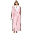 thumbnail image 1 of Women's Long Couples Robe Soft Coral Bathrobe With Pockets Cozy Plus Size Loungewear For Home Comfort, 1 of 3