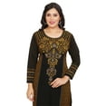 thumbnail image 2 of Maple Clothing Women's Long Kurta India Tunic Top Kurti Indian Clothing (Black/Brown, XS), 2 of 6