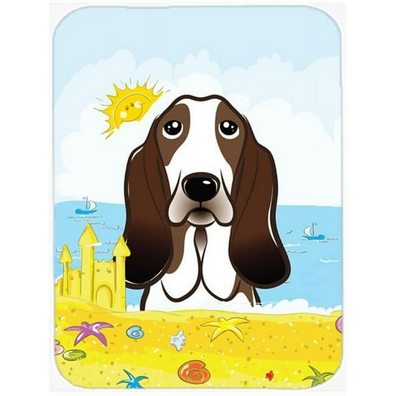 Basset Hound Summer Beach Mouse Pad, Hot Pad or Trivet