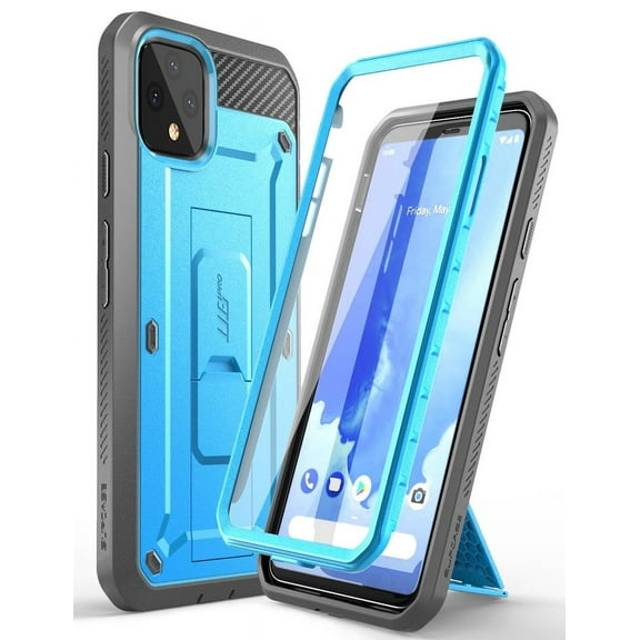 SUPCASE Unicorn Beetle Pro Series Case for Google Pixel 4 (2019 Release), Full-Body Rugged Holster Case with Built-in Screen Protector (Blue)