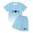 Byoo Tween Girl Gradient Outfit Set Heartbeat Print Short Sleeve T ...