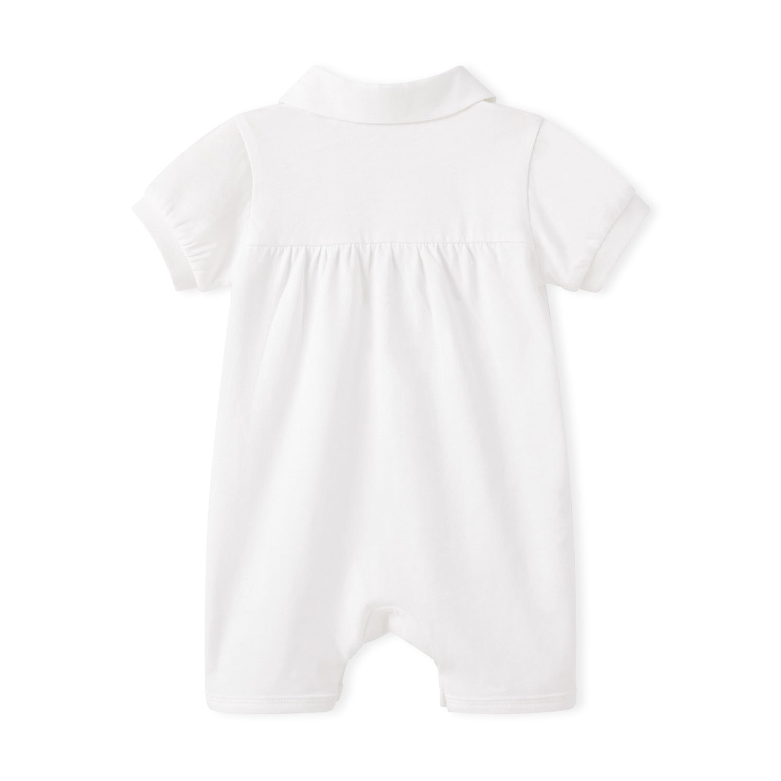 pureborn Baby Boy Baptism Outfit Infant Short Sleeve Collared Christening Romper Summer Cotton One-Piece 0-3 Months Off White