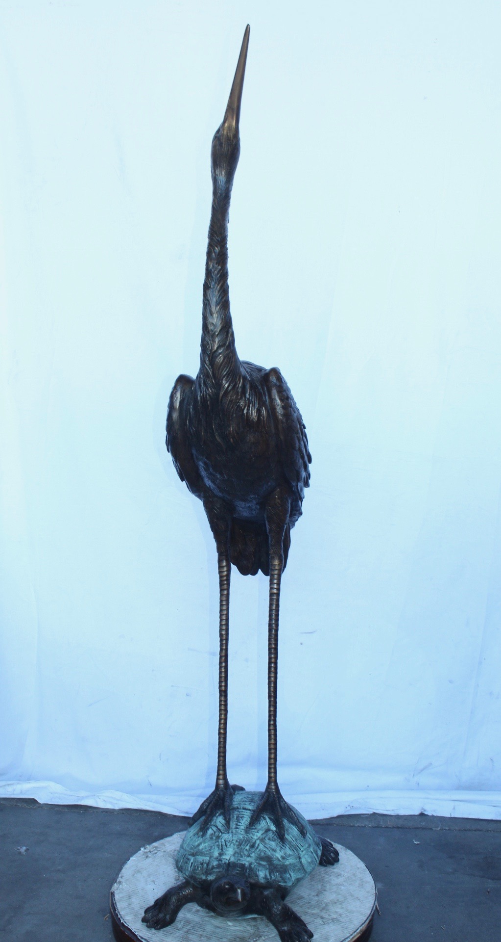 Nifao Blue Heron Looking Up on Turtle Outdoor Fountain Statue, Bronze Garden Water Feature Sculpture for Patio & Yard – Garden Outdoor Decor Sculpture, 21"L x 16"W x 71"H