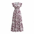 thumbnail image 7 of YuXingFu Womens Cotton Dresses with Sleeves Maxi V-Neck Plus Size Womens Dress Short Sleeve Womens Plus Size Summer Dress Long Casual Summer Wine S, 7 of 7