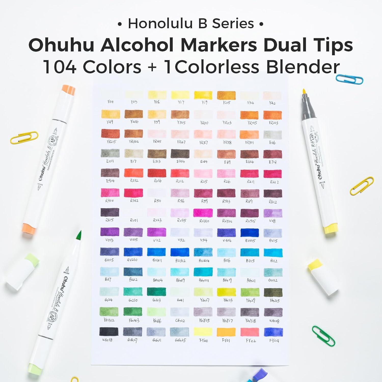 Ohuhu 48 Blossoming Colors & 104 Colors Alcohol Markers-Brush & Fine Dual Tips - Honolulu of Ohuhu Markers