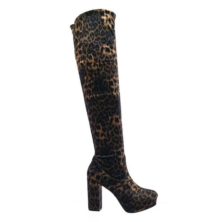 Glitter Thigh High Platform Boots - Connection01 by Bamboo, Stretch Thigh High Over Knee Block Heel Platform Dress Boots