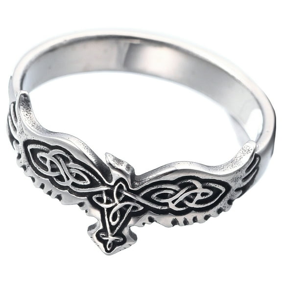 Norse Raven Ring Punk Cool Viking Mythology Jewelry Rings Celtic Knot Nordic Pinky Rings (10)