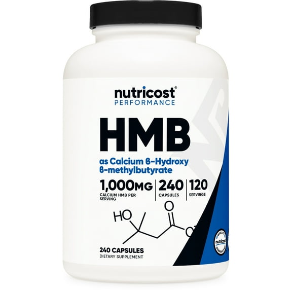 Nutricost HMB (Beta-Hydroxy Beta-Methylbutyric) Supplement 1000mg, 240 Capsules