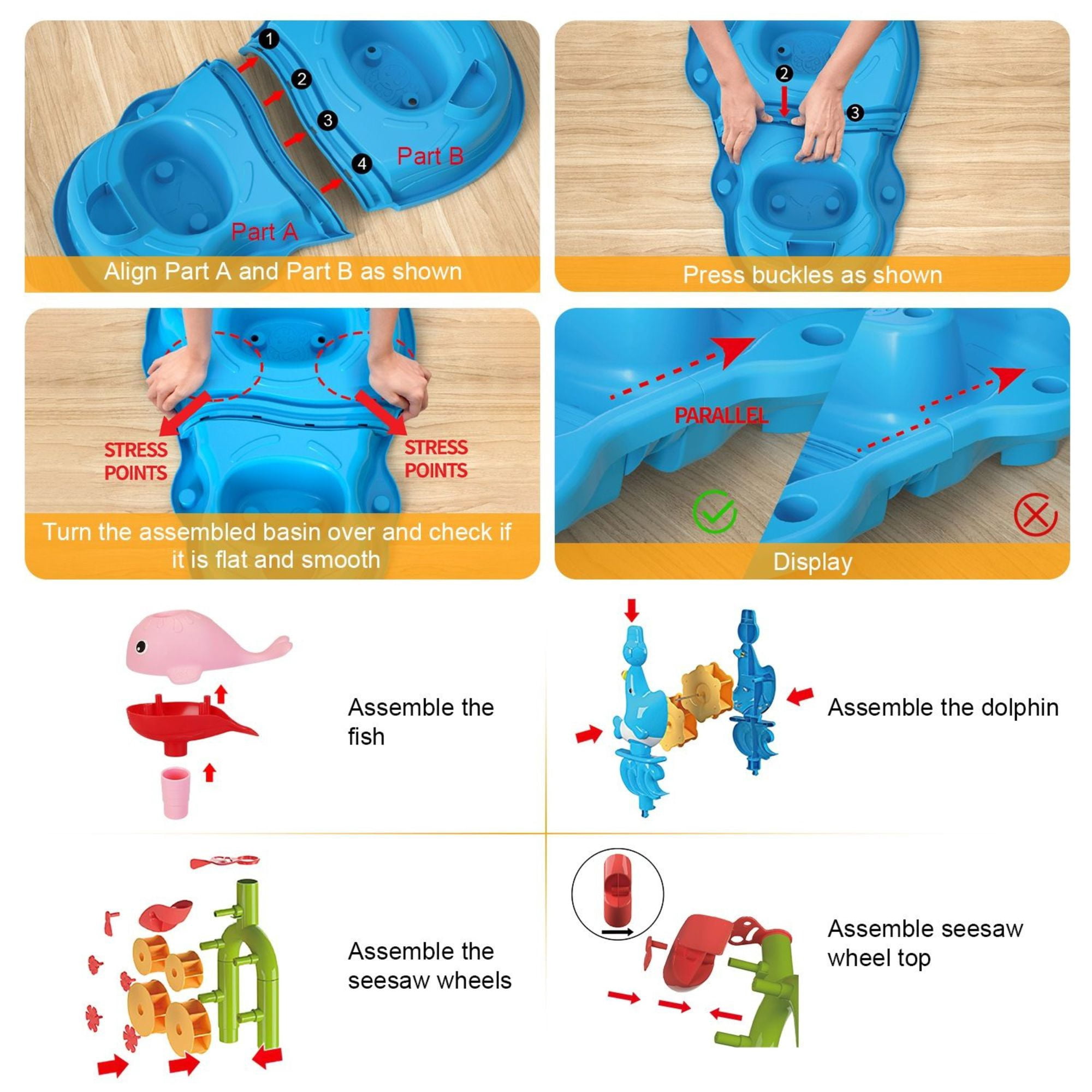 3-Tier Kid Sand and Water Table - Toddler Rain Shower Activity Play Set