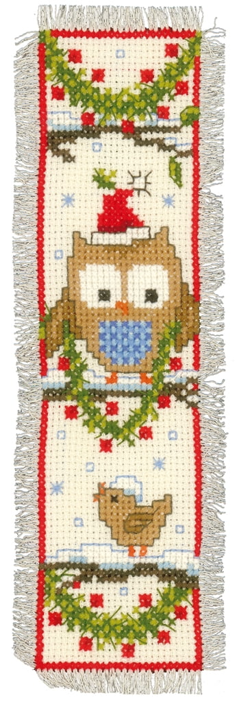 Vervaco Cross Stitch Bookmark Kit (Set of 2) Owls in Santa Hats PN-0149284