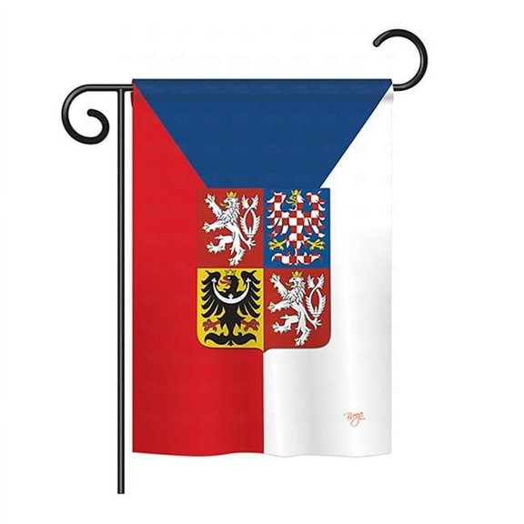 Breeze Decor BD-CY-GS-108120-IP-BO-D-US13-BD 13 x 18.5 in. Czech Flags of the World Nationality Impressions Decorative Vertical Double Sided Garden Flag Set with Banner Pole