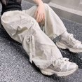 thumbnail image 5 of UACY Girls Cargo Pants Wide Leg Cute Cargo Pants with Bow Decor Multi Pockets, Drawstring Elastic Waist Loose Fit Casual Pants for Girls Daily Wear, 5 of 5