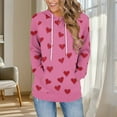 thumbnail image 2 of Enjoytime Womens Hoodies Hearts Printed Long Sleeve Casual Sweatshirt Fall Winter Fashion Trendy Pullover Sweatshirts Hot Pink M, 2 of 6