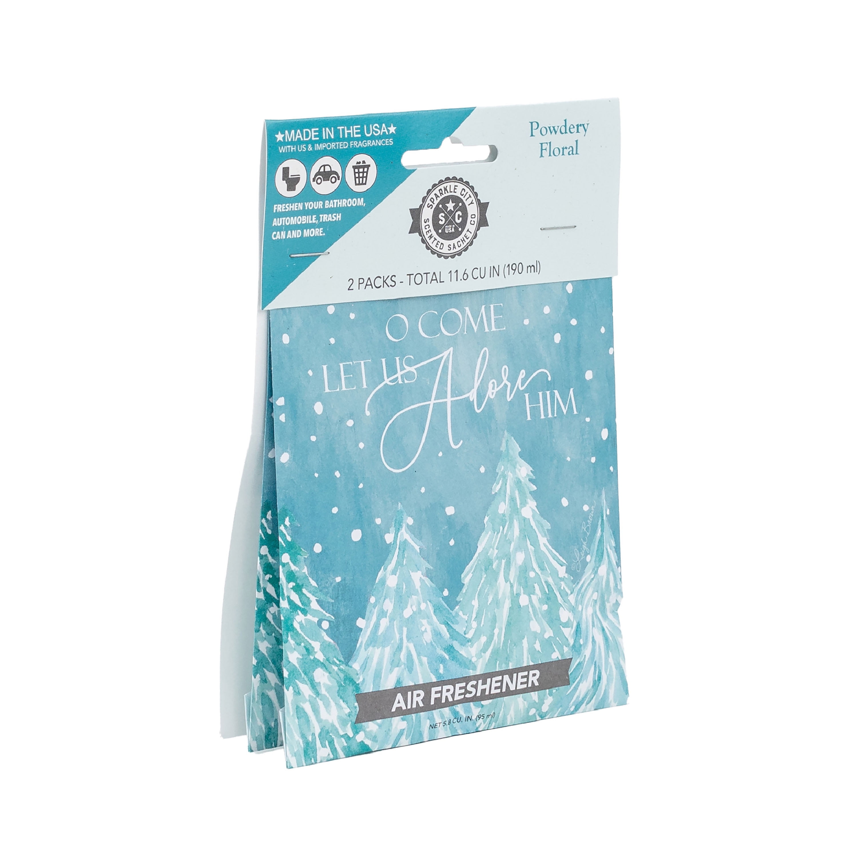 (2 pack) Sparkle City Scented Sachet 2 Pack, Oh Come Adore Him