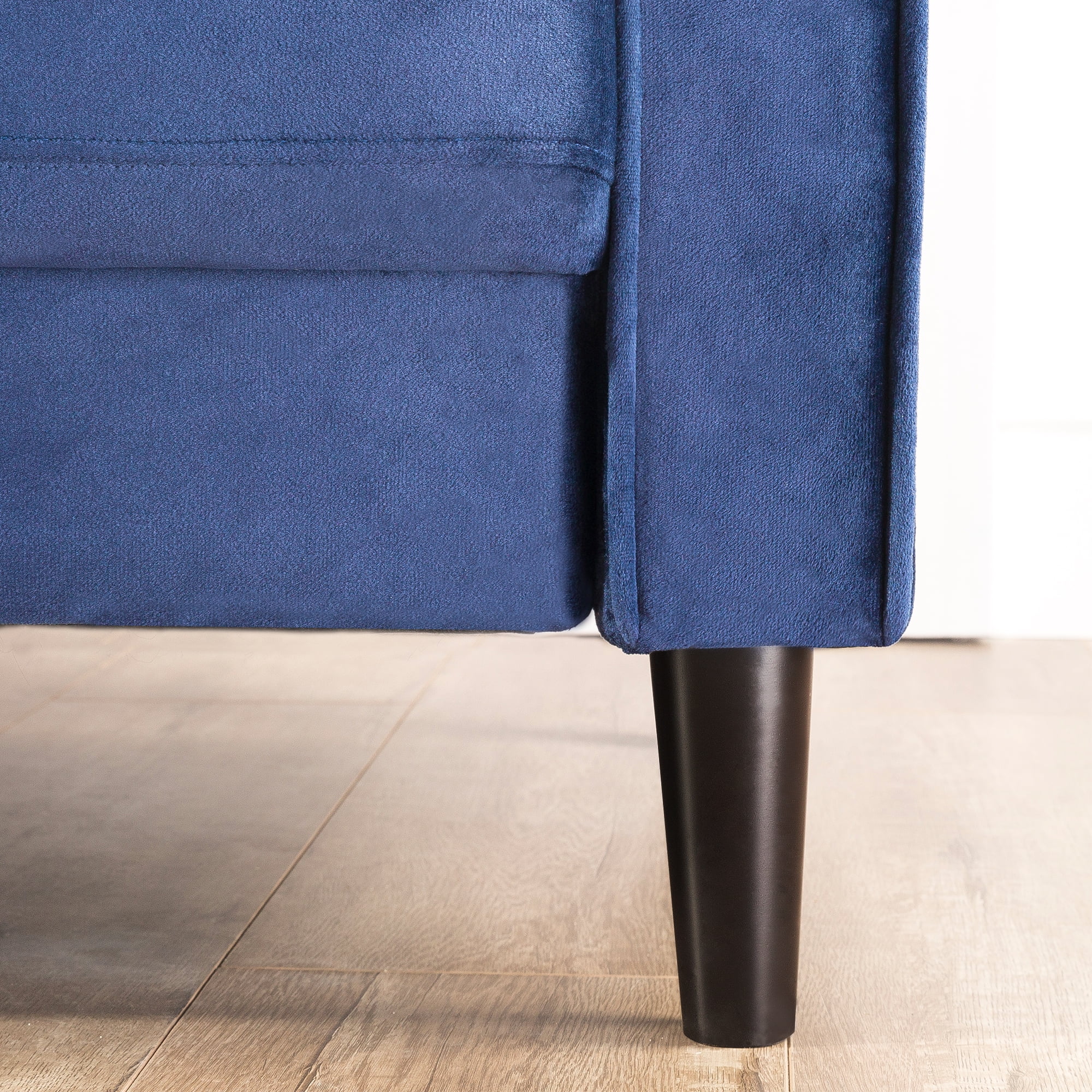 Ember Interiors Benton Sofa Couch, Navy Velvet