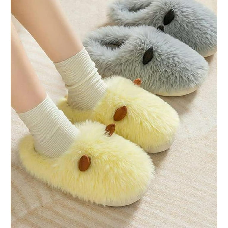 Walmart faux fur slippers hot sale