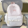 thumbnail image 4 of FYDUU Plaid Backpack for Girls School Bag Stylish Lace Checkered Backpack School Bookbag Casual Daypack Cute Bow Schoolbags, 4 of 4