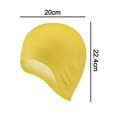 thumbnail image 2 of Gorro de natación unisex para cabello corto y largo, de silicona, cubre orejas, para mujer, hombre, niño y adulto (amarillo), 2 of 5